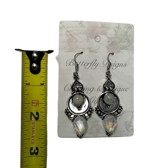 0123 Opalite Rainbow Moonstone Artisan Drop Earrings Silver Gemstone Jewelry - Picture 11 of 13